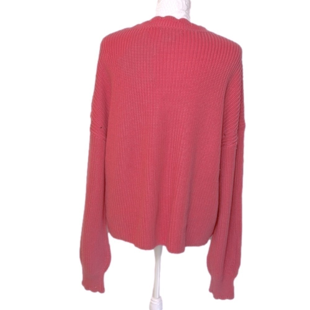 PAIGE Yenni Balloon Sleeve Sultry Rose Scalloped Crew Neck Sweater - Sz Med, NWT - Picture 7 of 14